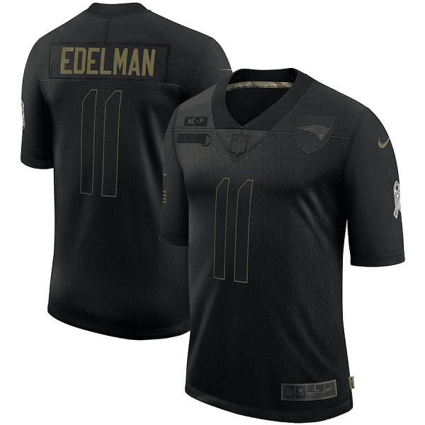 Men's New England Patriots #11 Julian Edelman Black 2020 Salute To Service Limited Stitched Jersey